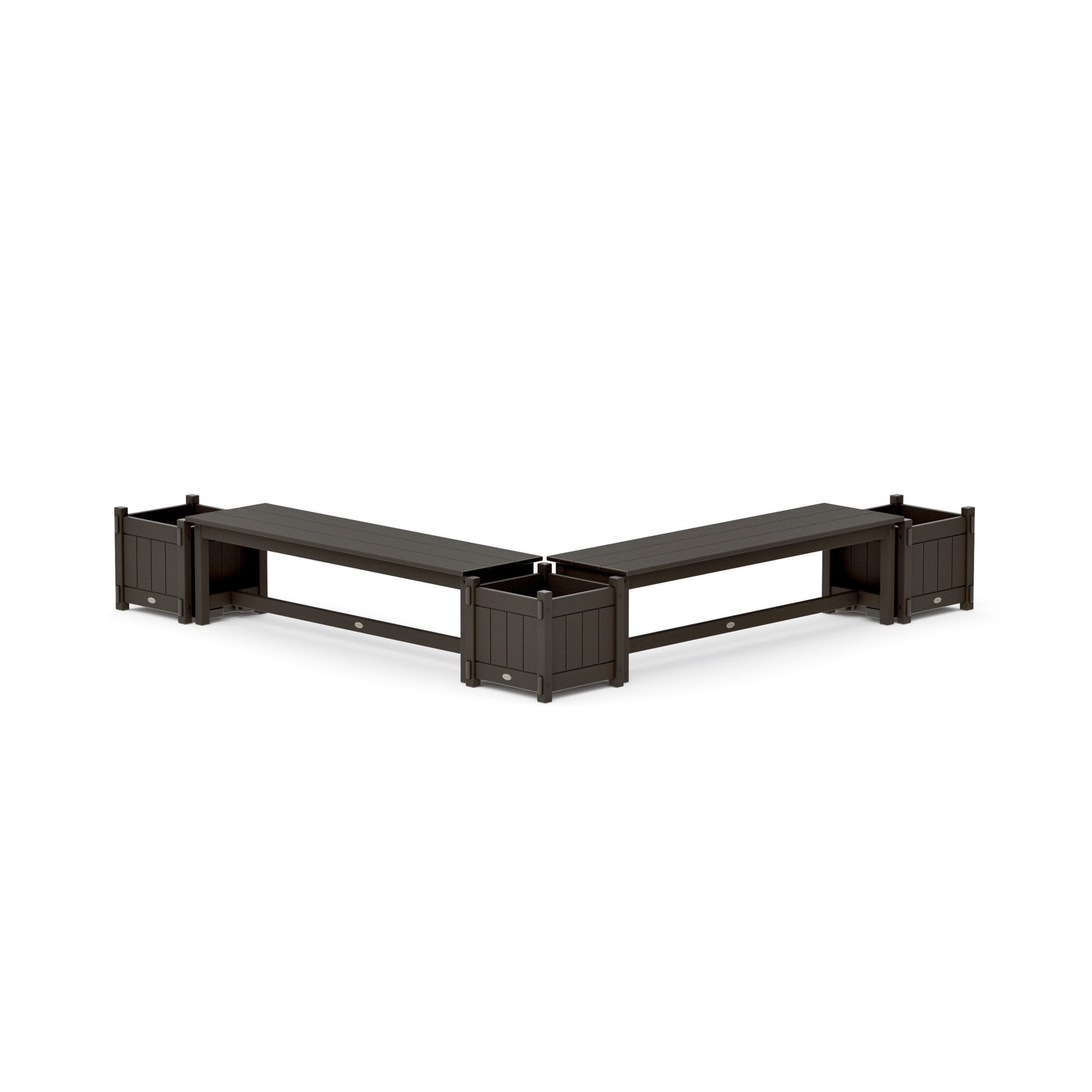 POLYWOOD 60" Vineyard L- Shaped Planter Bench Corner Set — Vintage Coffee
