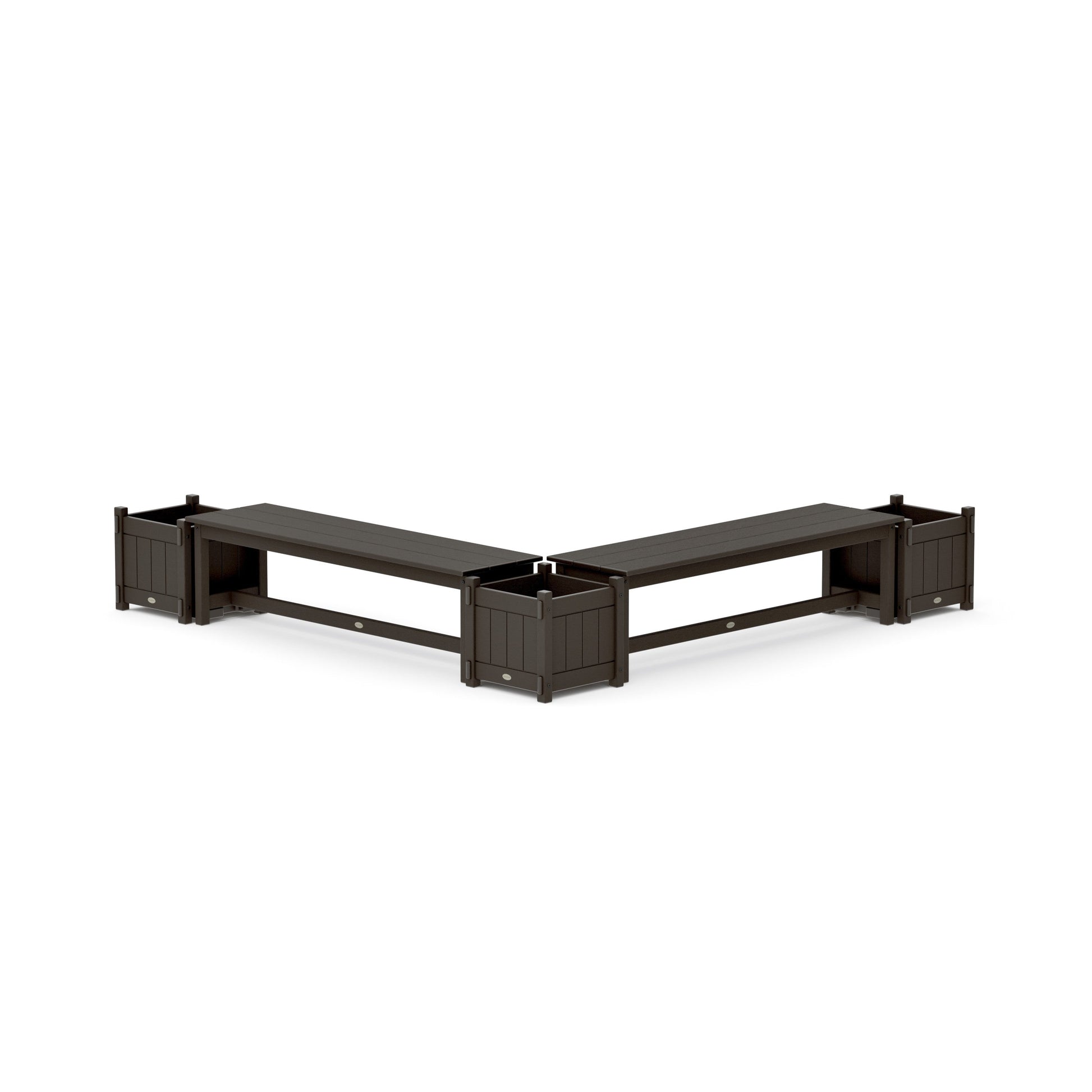 POLYWOOD 60" Vineyard L- Shaped Planter Bench Corner Set — Vintage Coffee