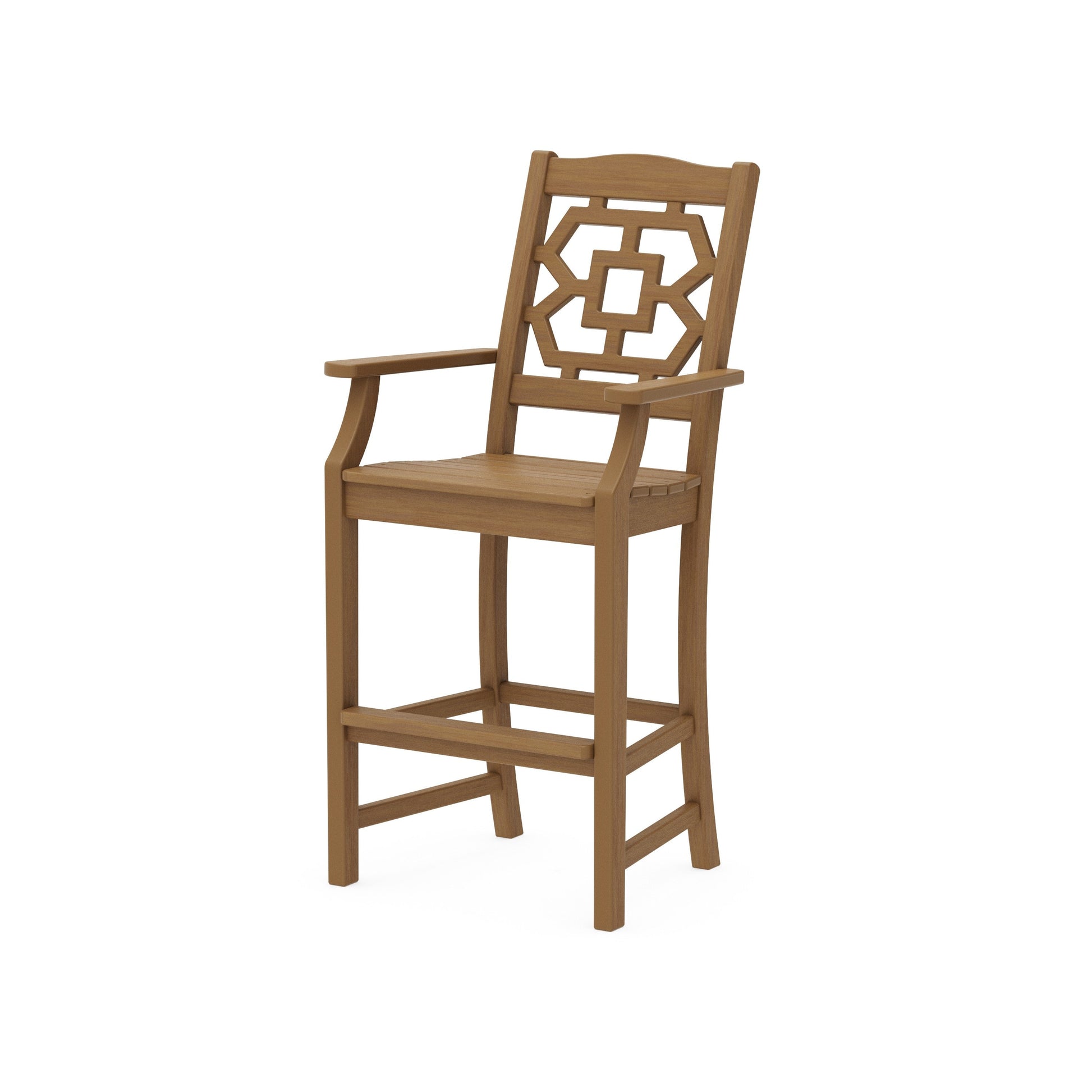 POLYWOOD Chinoiserie Bar Arm Chair — Natural