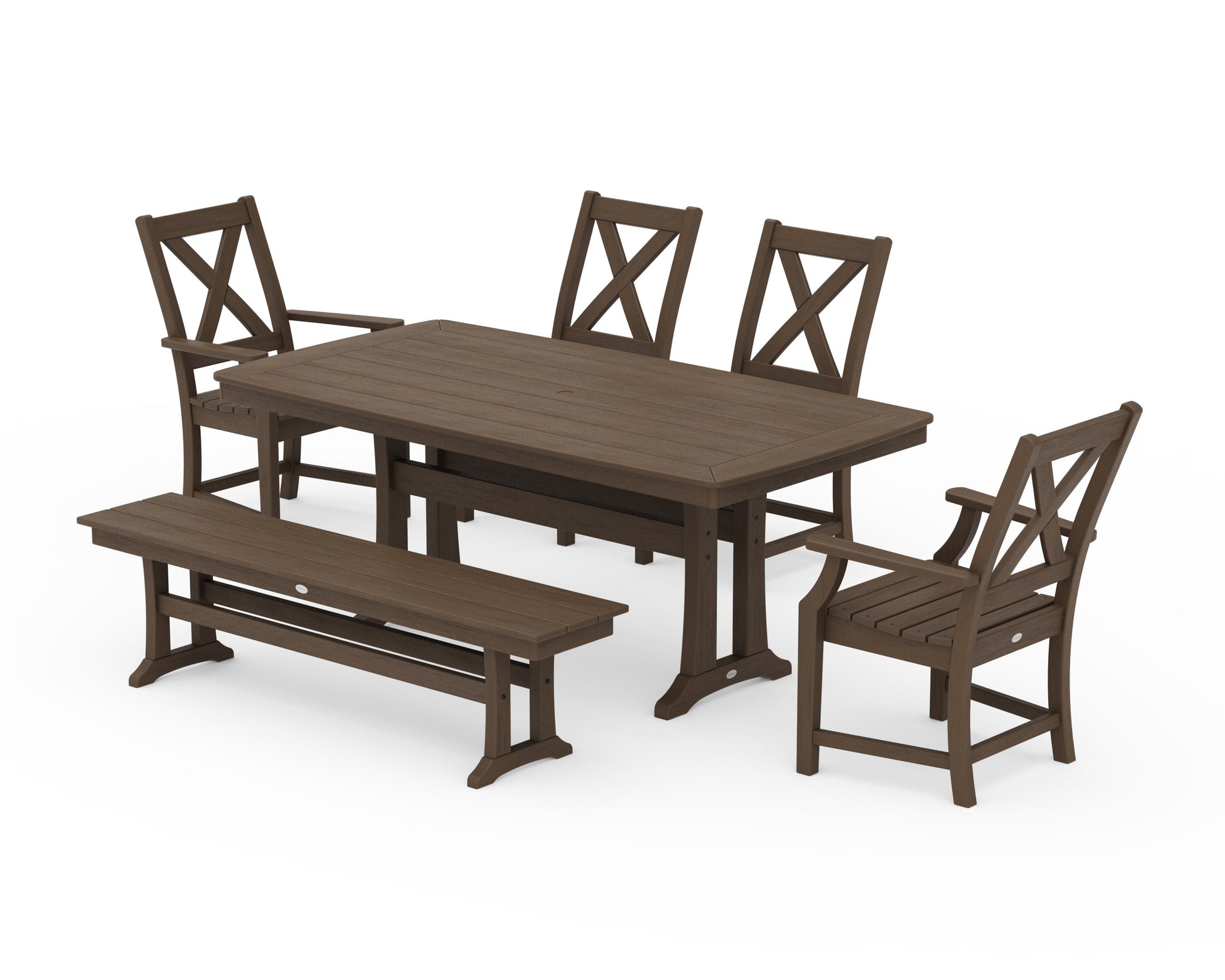 POLYWOOD Braxton 6-Piece Dining Set with Trestle Legs — Kona