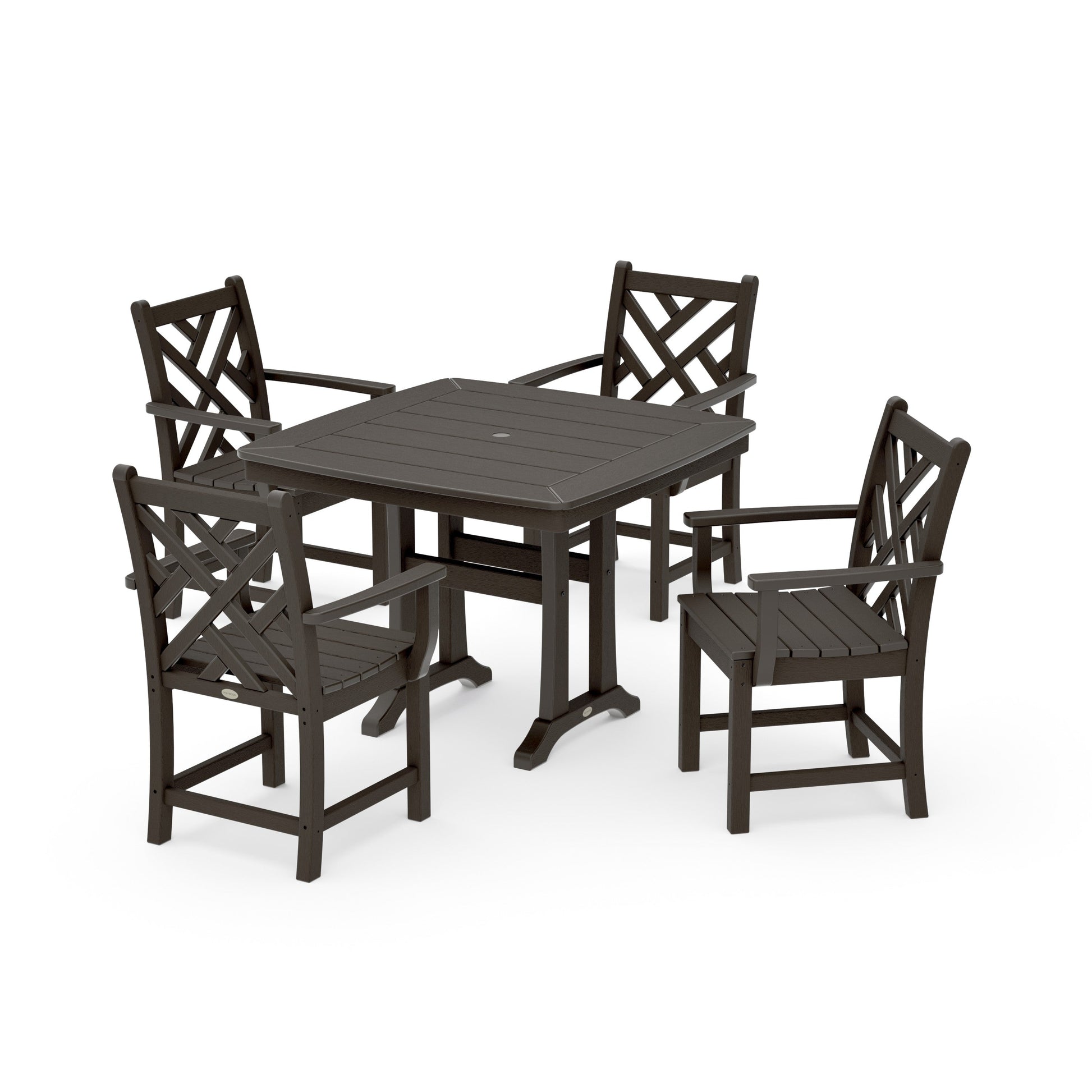 POLYWOOD Chippendale 5-Piece Dining Set with Trestle Legs — Vintage Coffee