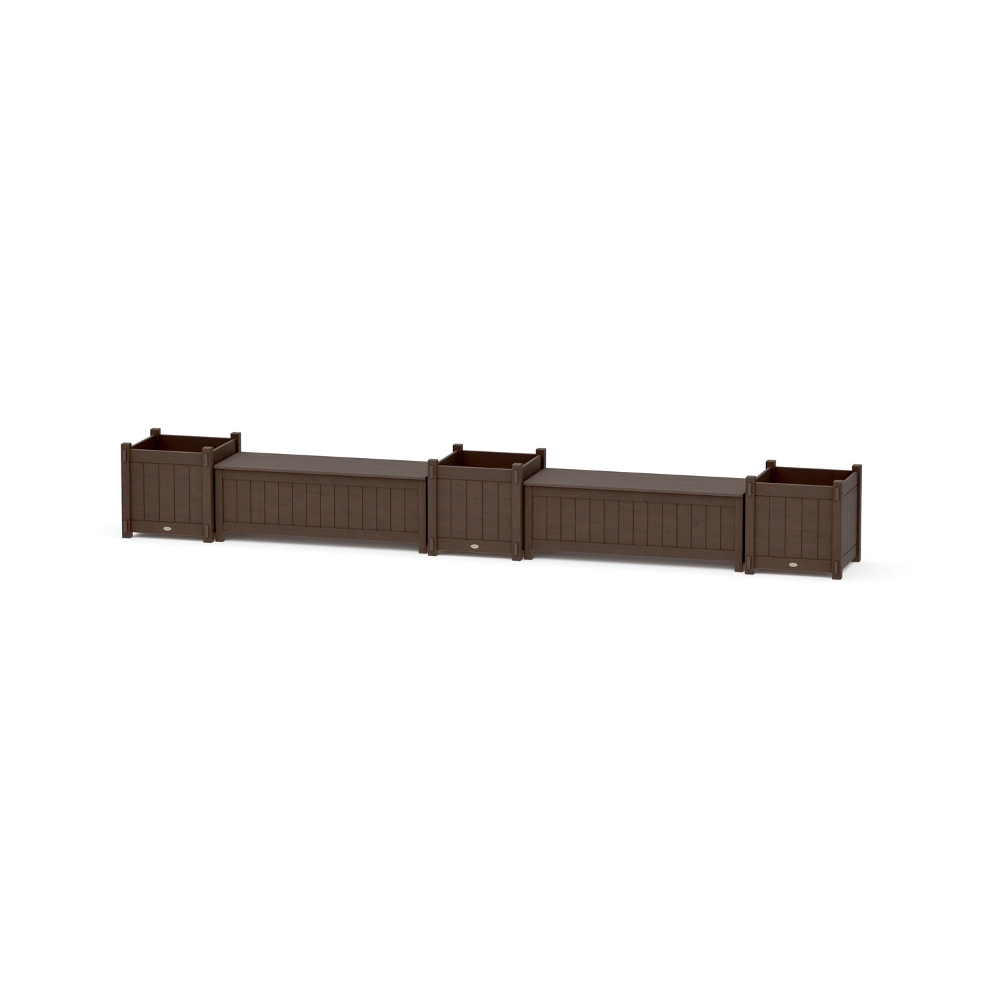 POLYWOOD 48" Vineyard Straight Double Planter Storage Bench Set- Large — Kona
