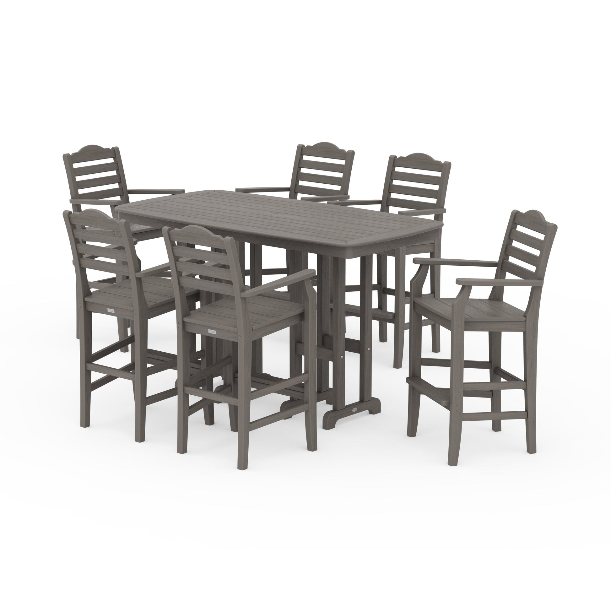 POLYWOOD Savannah Arm Chair 7-Piece Bar Set — Driftwood