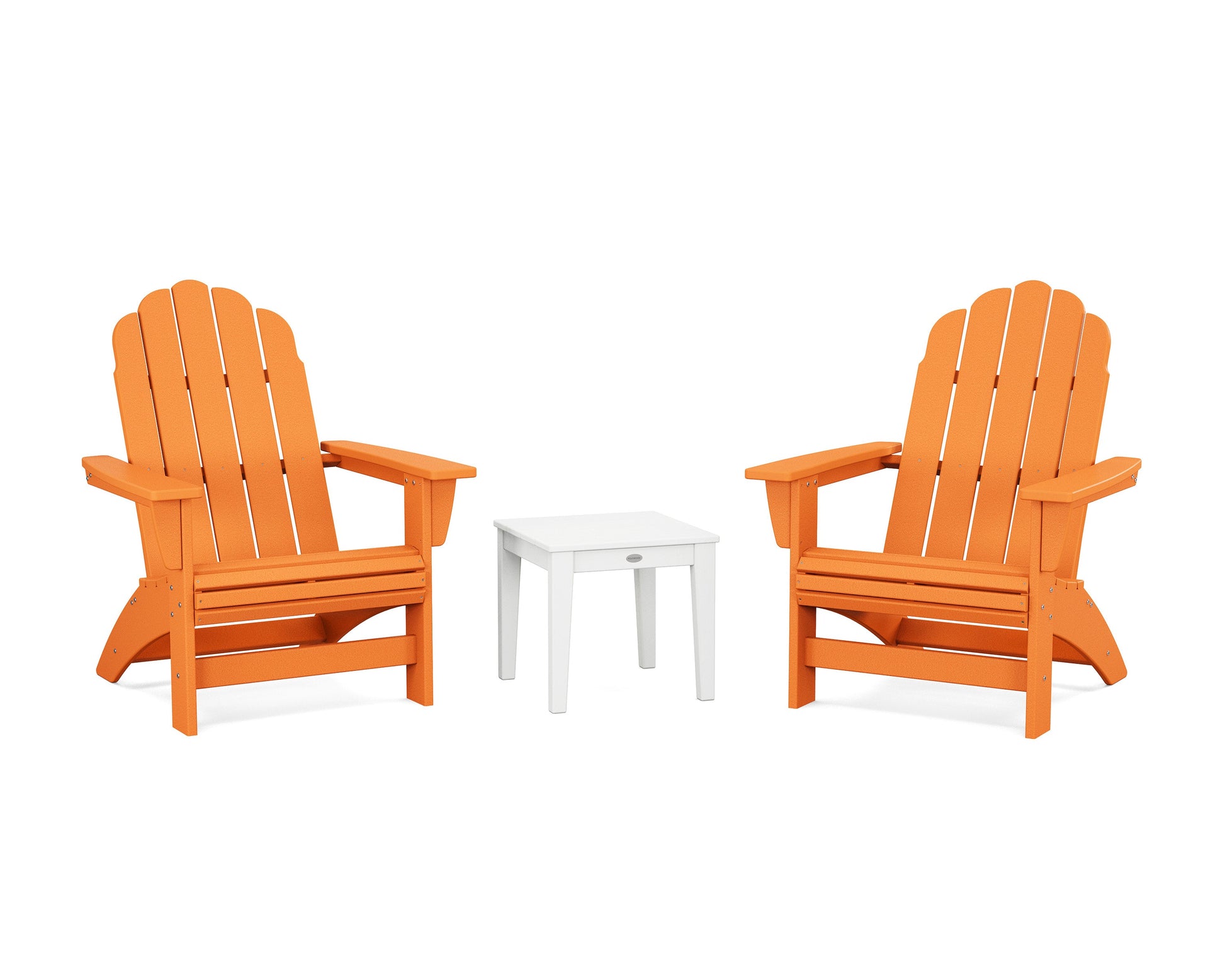 POLYWOOD 3-Piece Vineyard Grand Adirondack Set — Tangerine / White