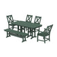 POLYWOOD Braxton 6-Piece Dining Set with Bench — Green