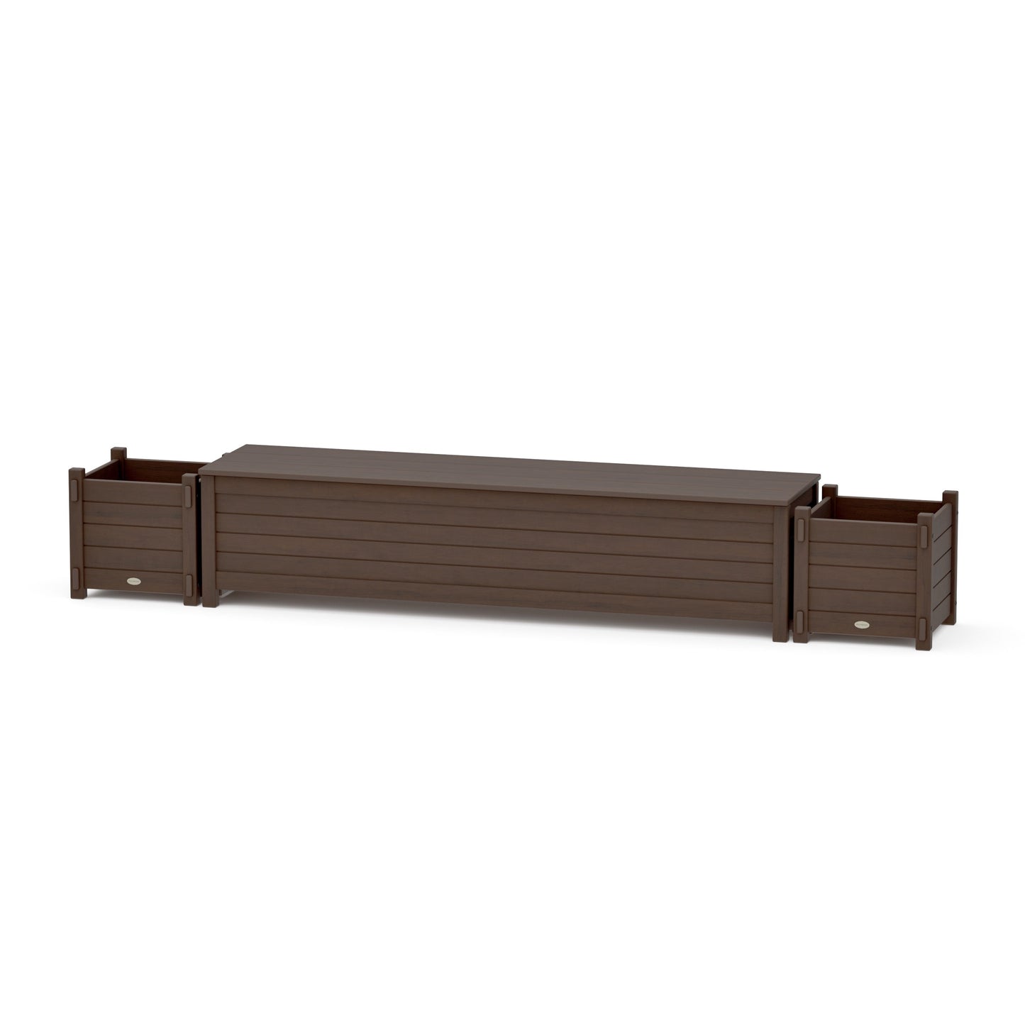 POLYWOOD 72" Nautical Straight Planter Storage Bench Set — Kona