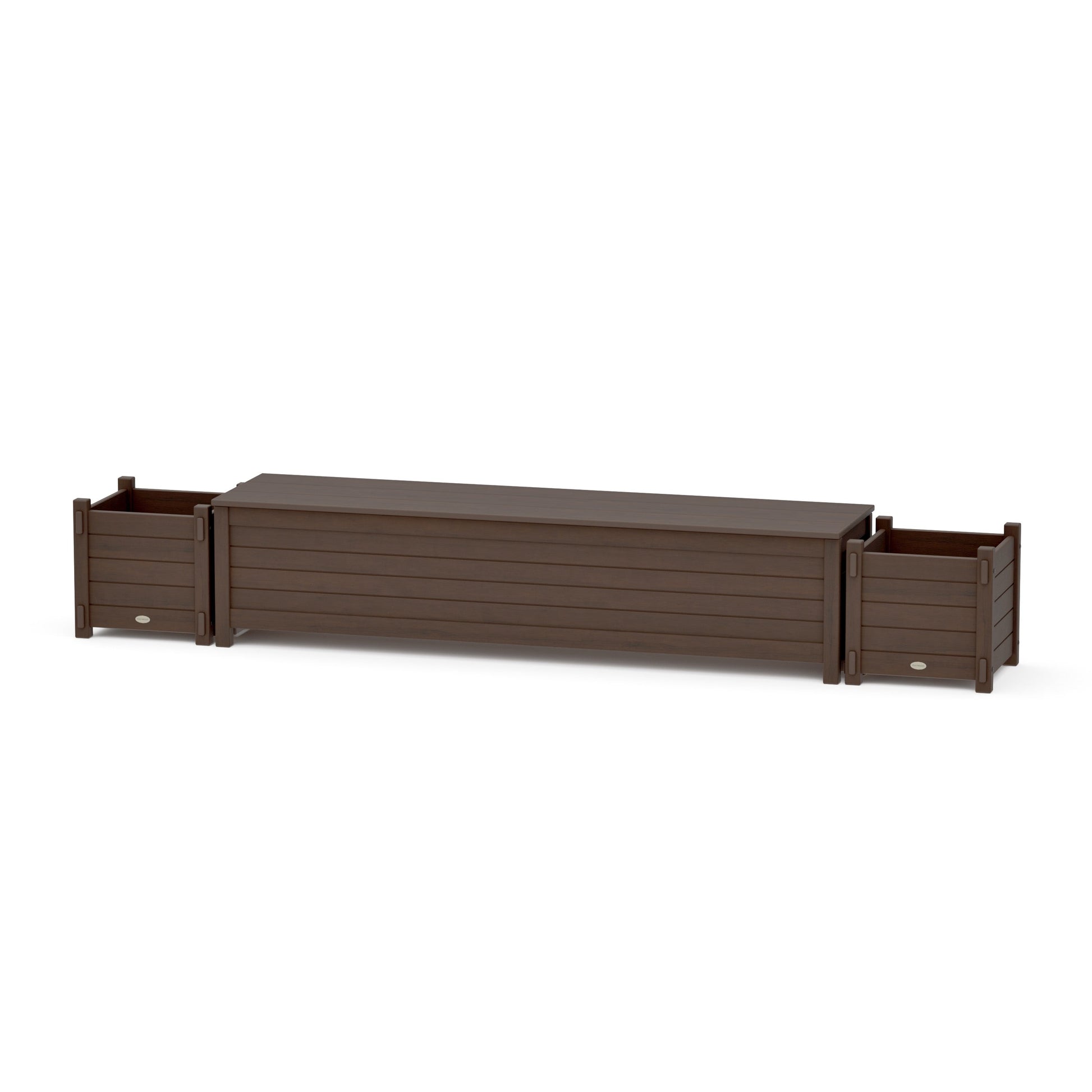 POLYWOOD 72" Nautical Straight Planter Storage Bench Set — Kona