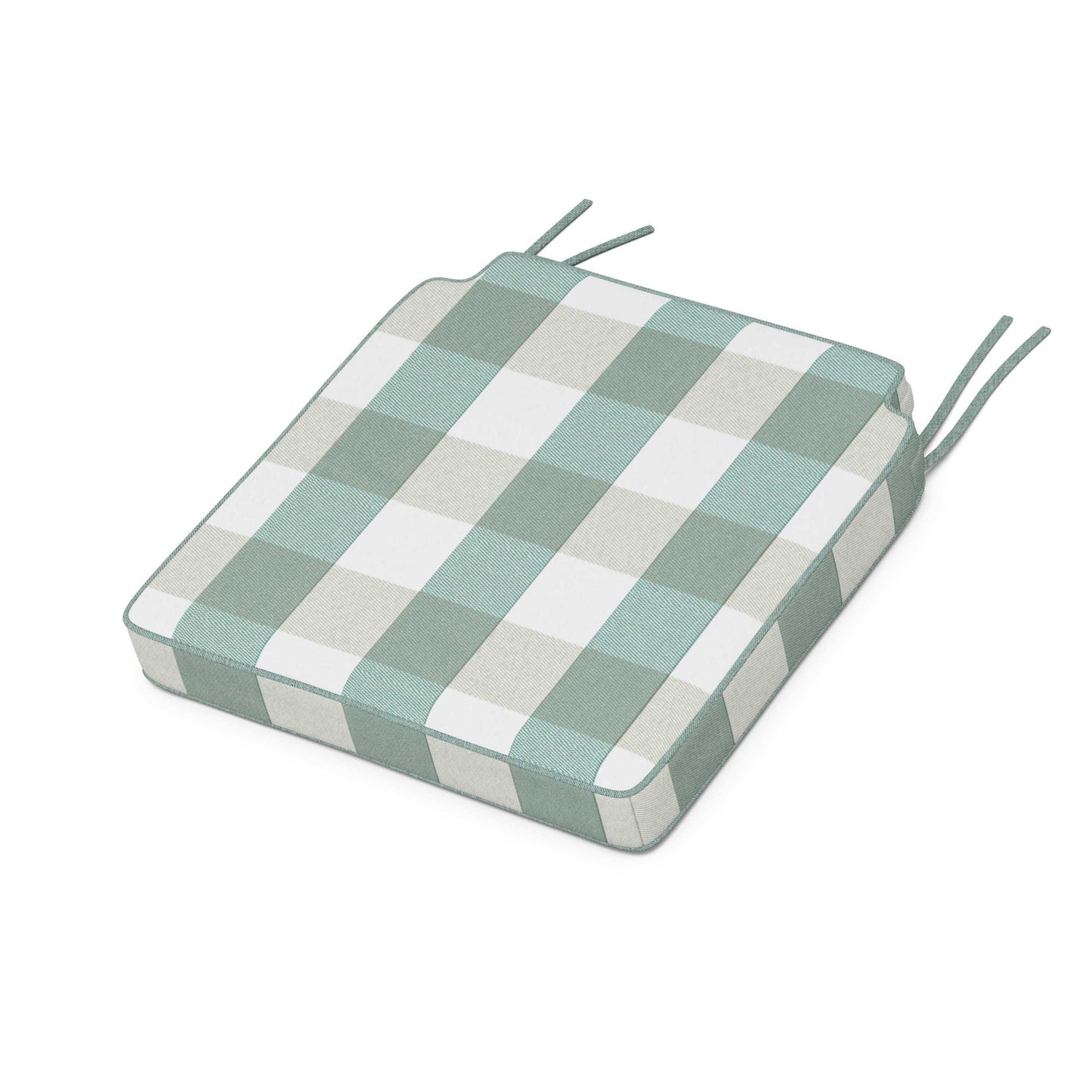 POLYWOOD Acadia Dining Side Seat Cushion — Buffalo Plaid Glacier Spa