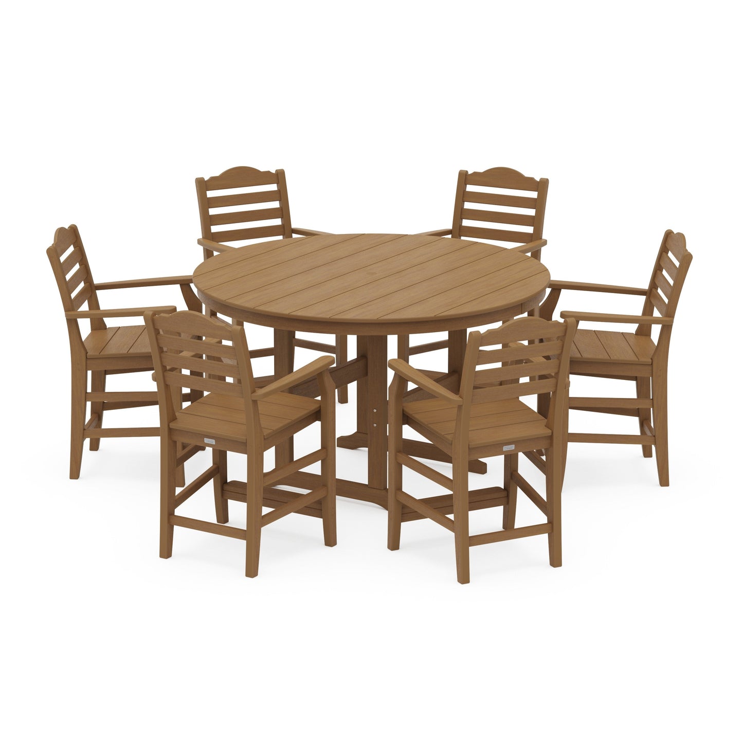 POLYWOOD Savannah 7-Piece Arm Chair Round Farmhouse Counter Set