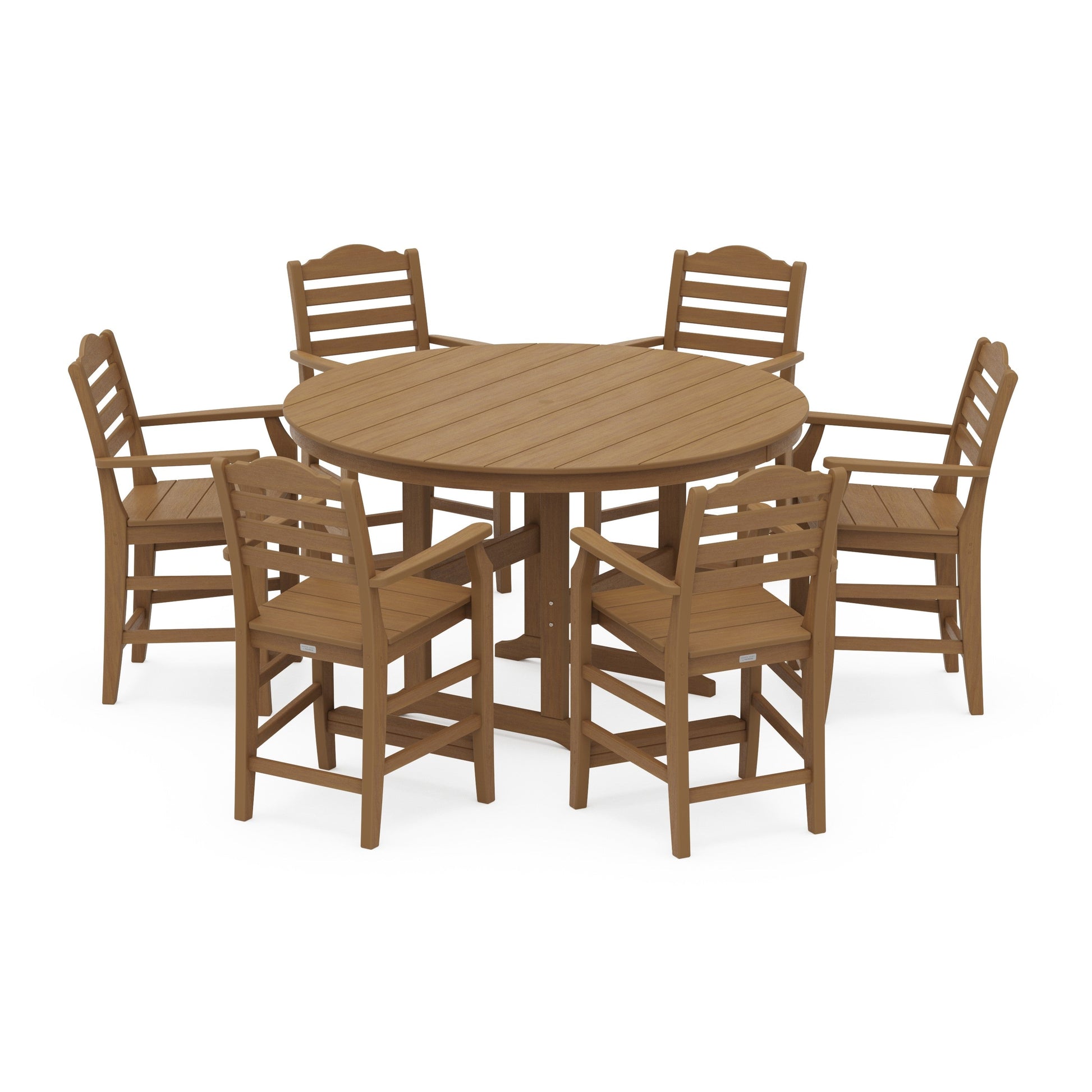 POLYWOOD Savannah 7-Piece Arm Chair Round Farmhouse Counter Set
