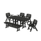 POLYWOOD Nautical Lowback 6-Piece Dining Set with Bench — Black