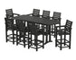 POLYWOOD Captain 9-Piece Bar Set with Trestle Legs — Black