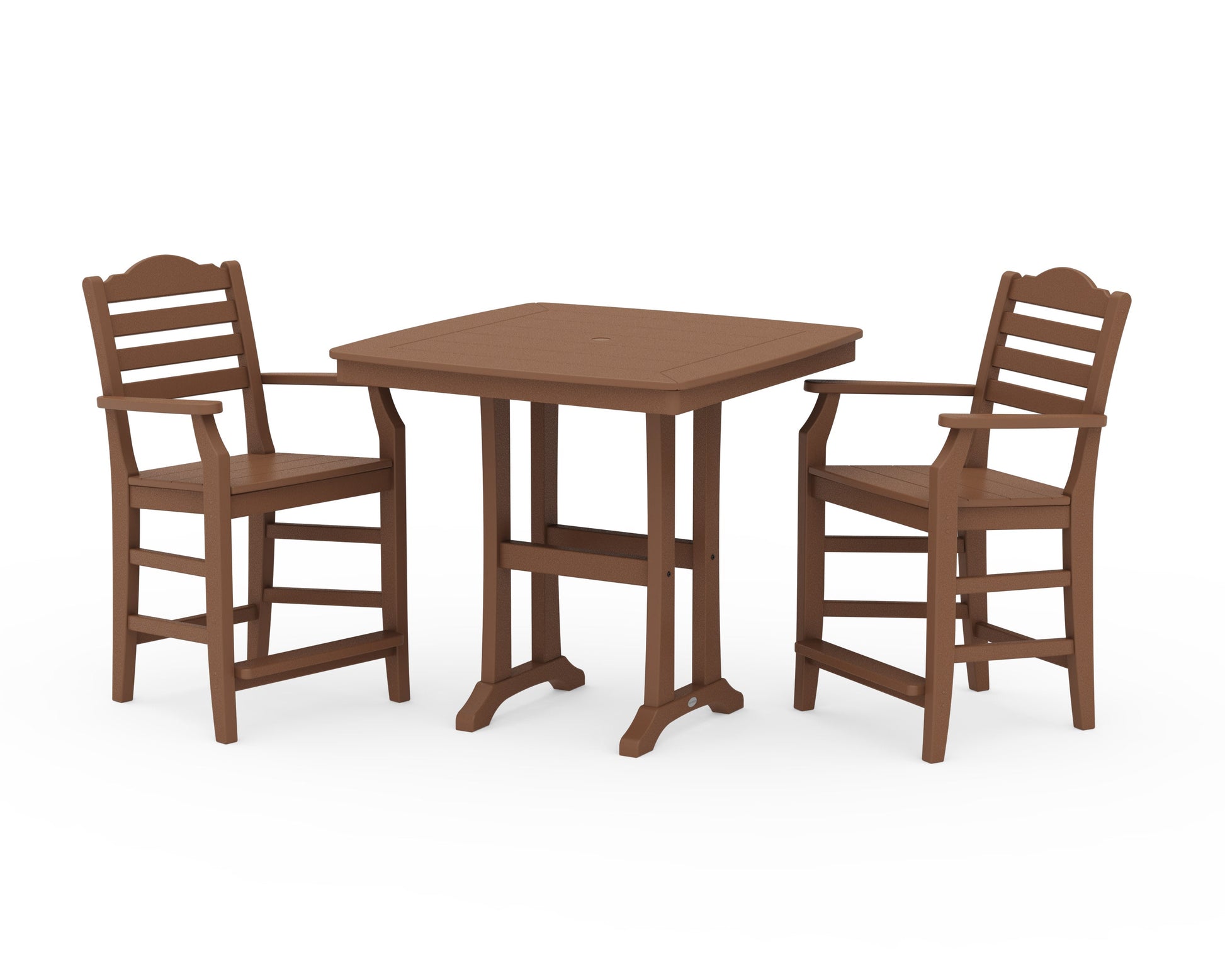 POLYWOOD Savannah 3-Piece Counter Set with Trestle Legs — Teak