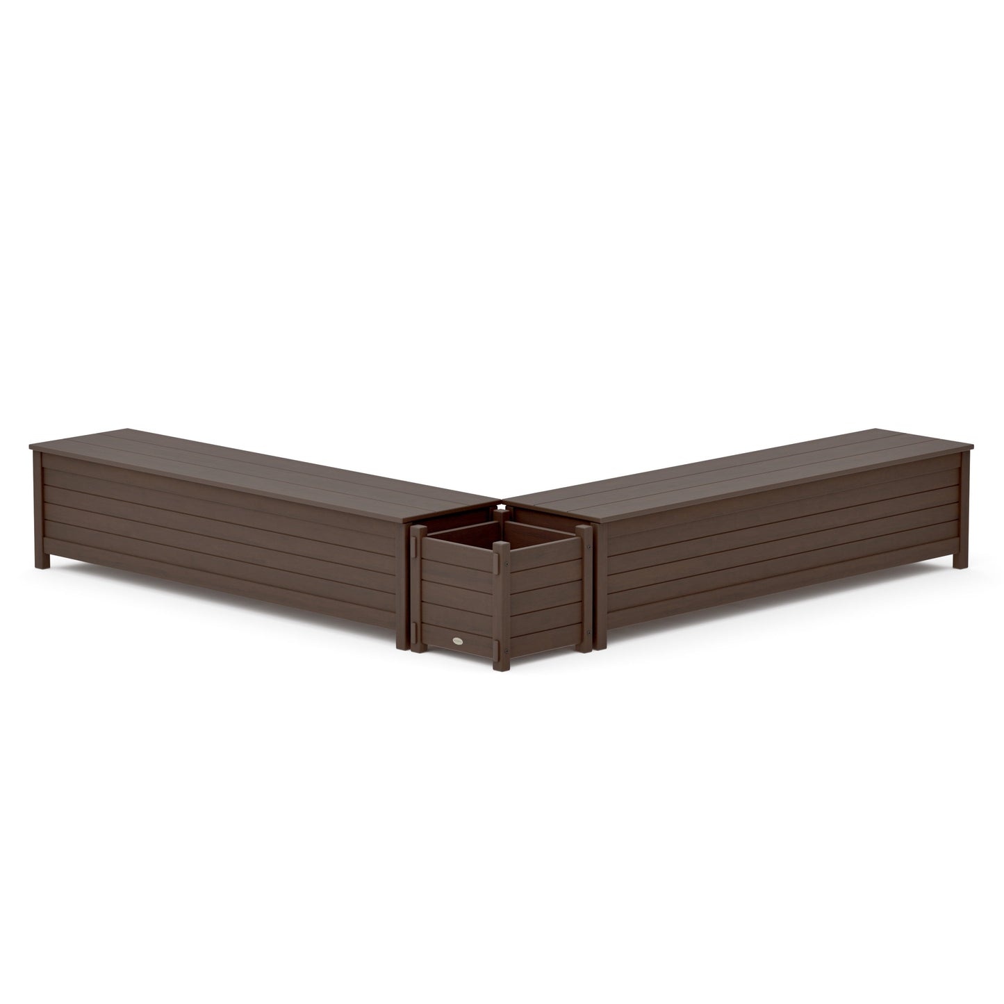 POLYWOOD 72" Nautical L- Shaped Planter Storage Bench Set — Kona