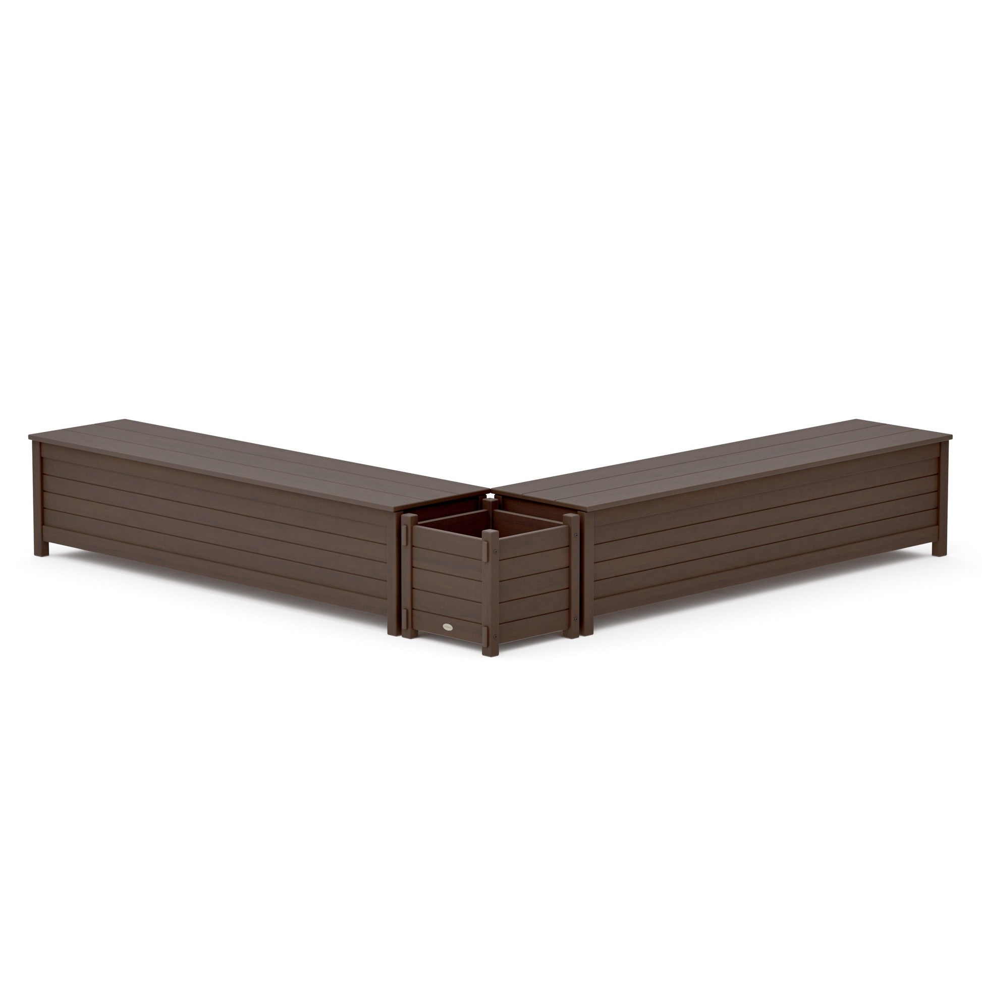 POLYWOOD 72" Nautical L- Shaped Planter Storage Bench Set — Kona