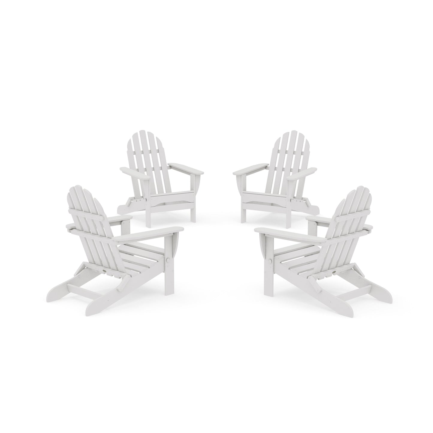 POLYWOOD 4-Piece Classic Folding Adirondack Conversation Set — Vintage White
