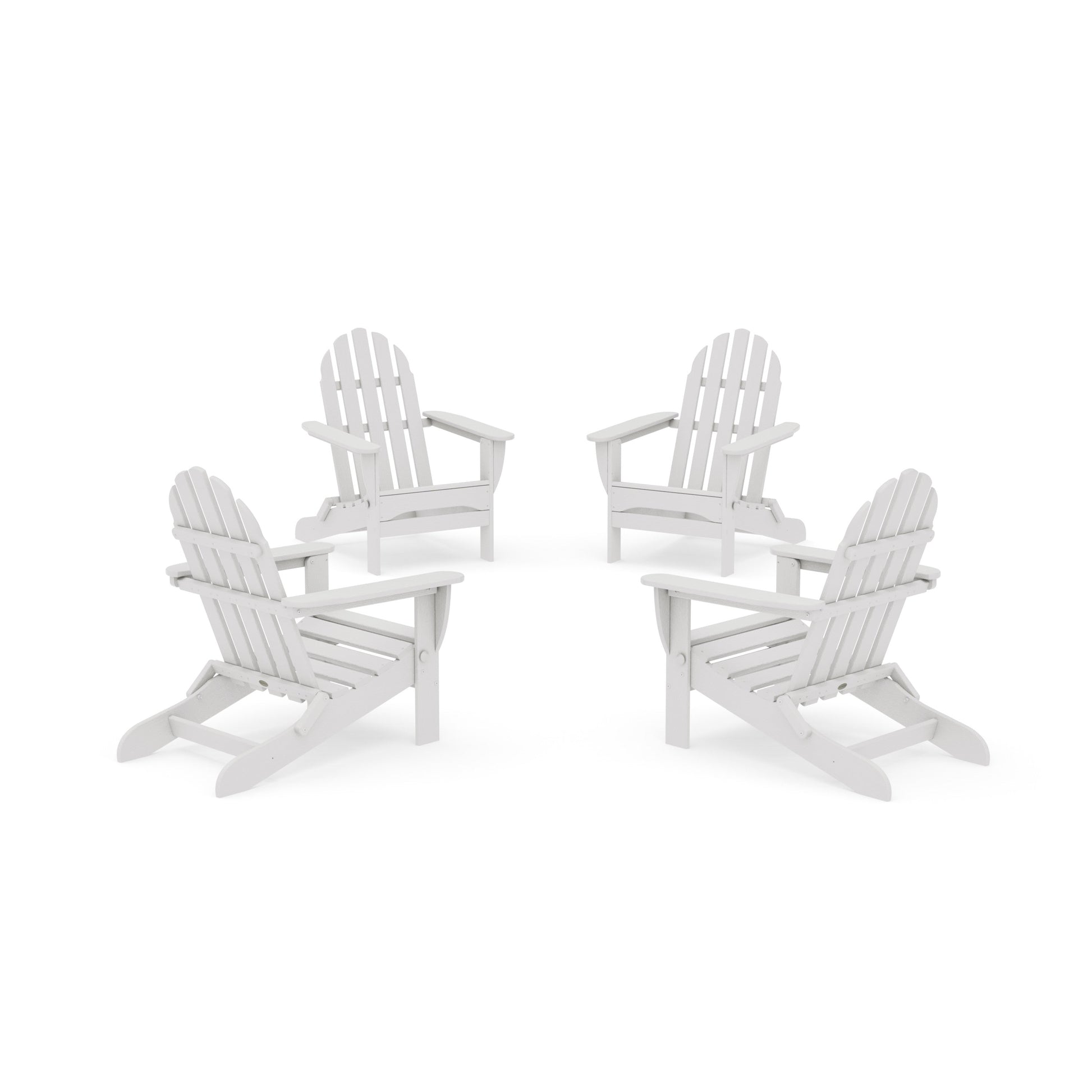 POLYWOOD 4-Piece Classic Folding Adirondack Conversation Set — Vintage White
