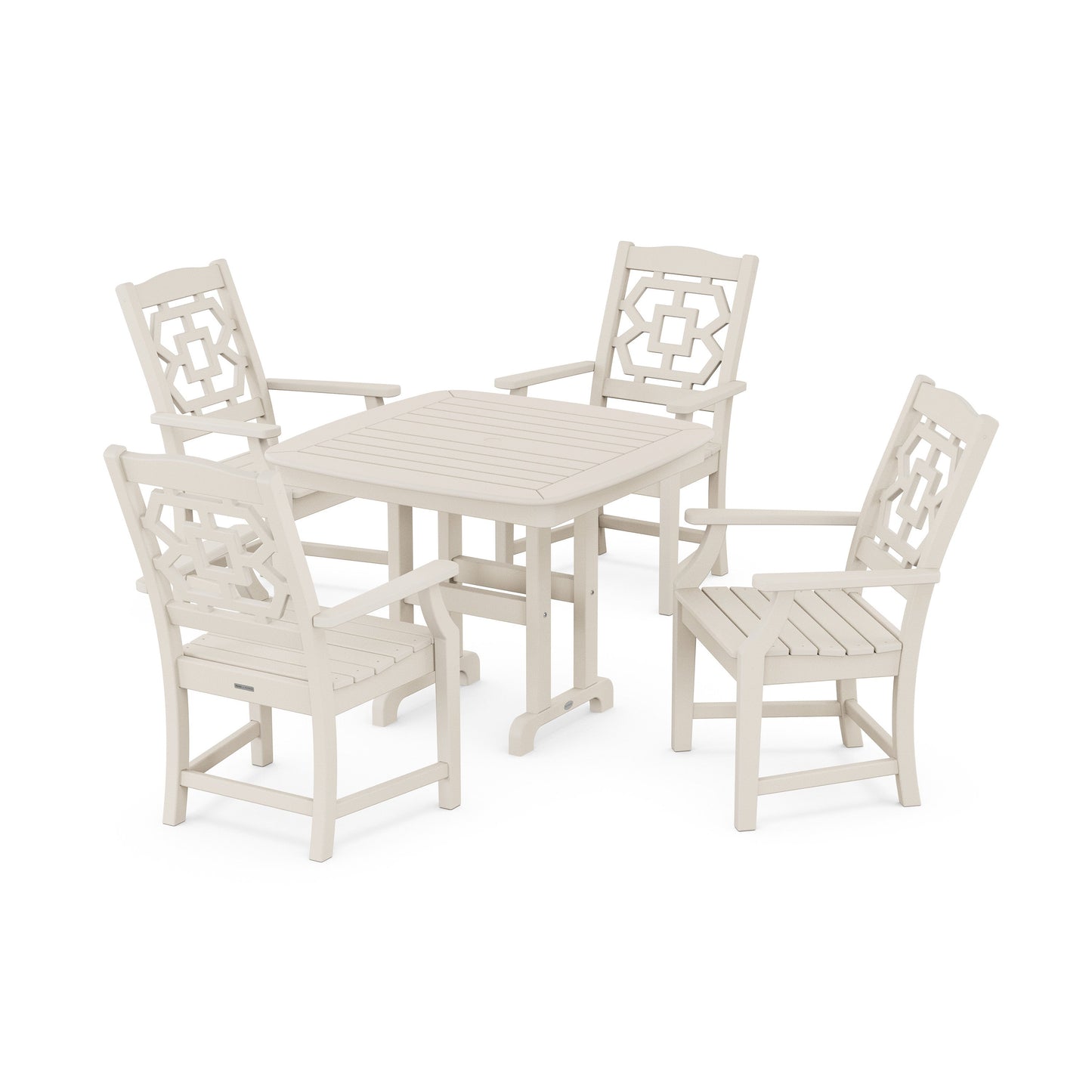 POLYWOOD Chinoiserie 5-Piece Dining Set — Sand