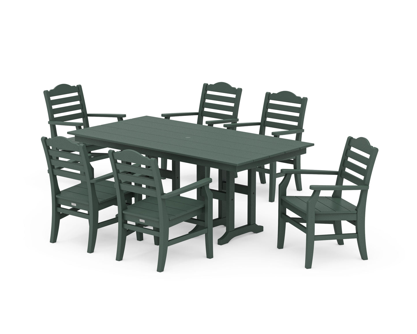 POLYWOOD Savannah Arm Chair 7-Piece Farmhouse Dining Set — Green
