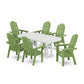 POLYWOOD Vineyard Curveback Adirondack Chair 7-Piece Dining Set — Lime / White
