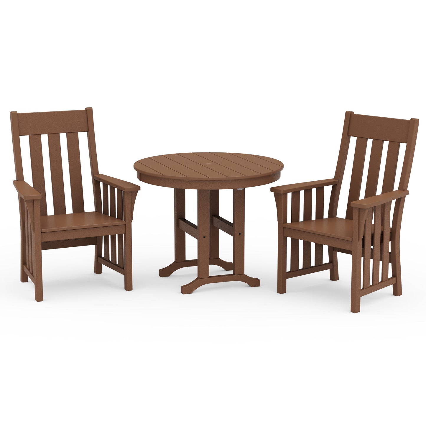 POLYWOOD Acadia 3-Piece Farmhouse Dining Set — Teak