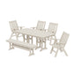 POLYWOOD Vineyard Folding Chair 6-Piece Dining Set with Bench — Sand