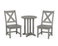 POLYWOOD Braxton Side Chair 3-Piece Round Bistro Dining Set — Slate Grey