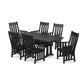 POLYWOOD Acadia Arm Chair 7-Piece Farmhouse Dining Set with Trestle Legs — Black