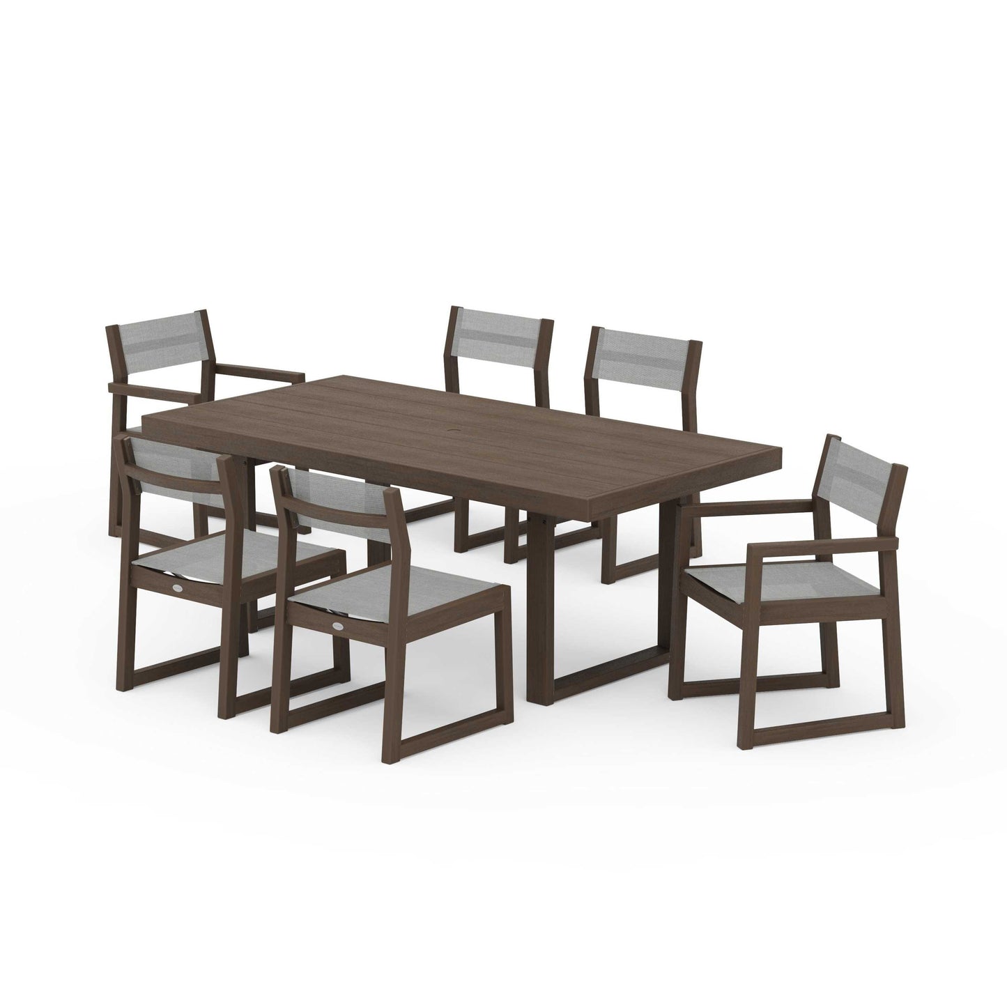 POLYWOOD EDGE Sling 7-Piece Dining Set — Kona / Metallic Sling