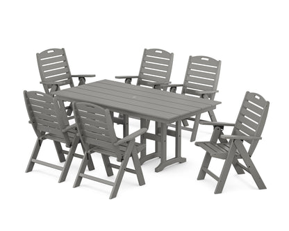 POLYWOOD Nautical Highback 7-Piece Farmhouse Dining Set — Slate Grey
