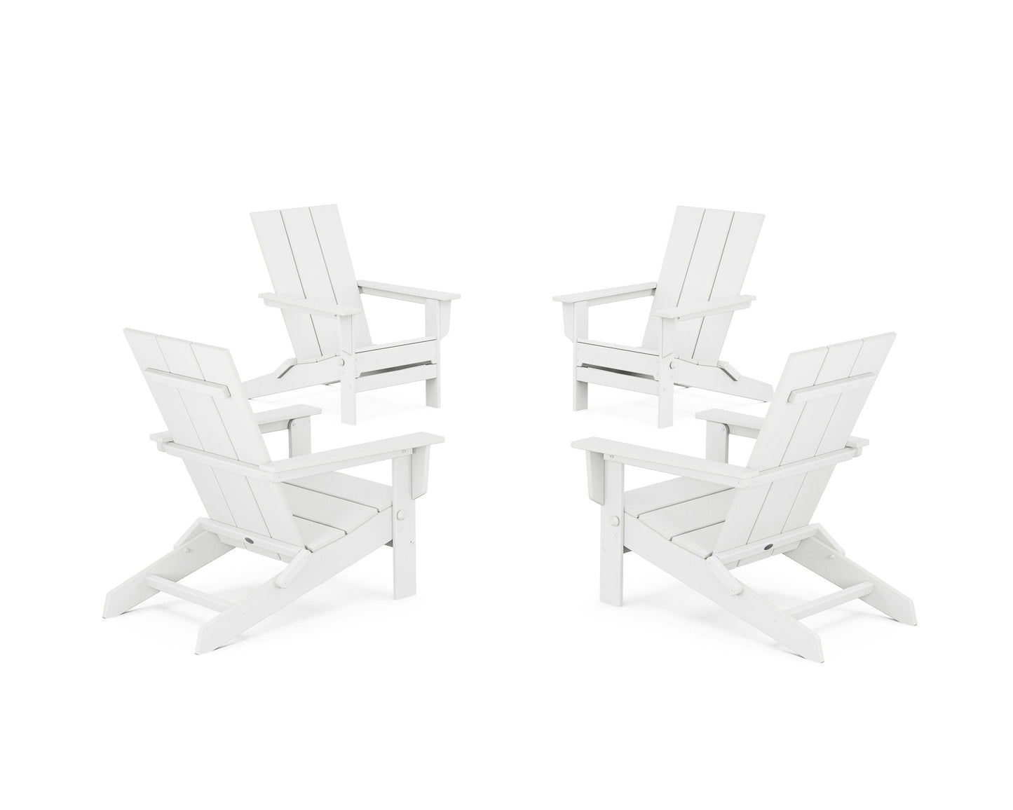POLYWOOD 4-Piece Modern Studio Folding Adirondack Chair Conversation Set — White