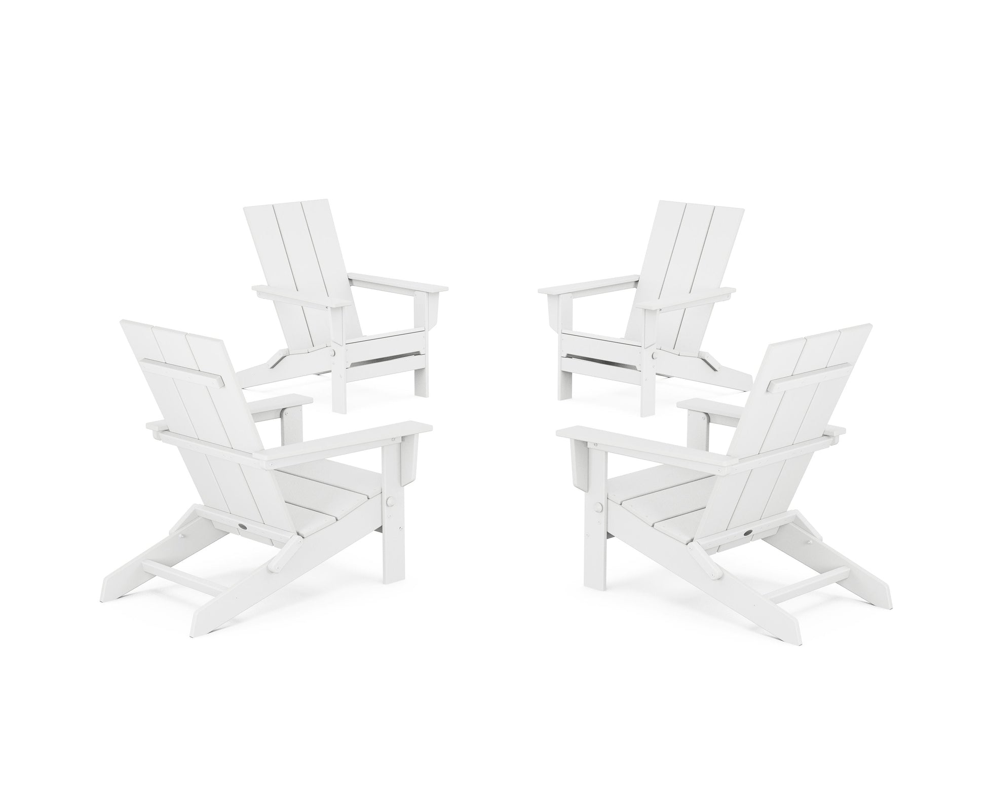POLYWOOD 4-Piece Modern Studio Folding Adirondack Chair Conversation Set — White