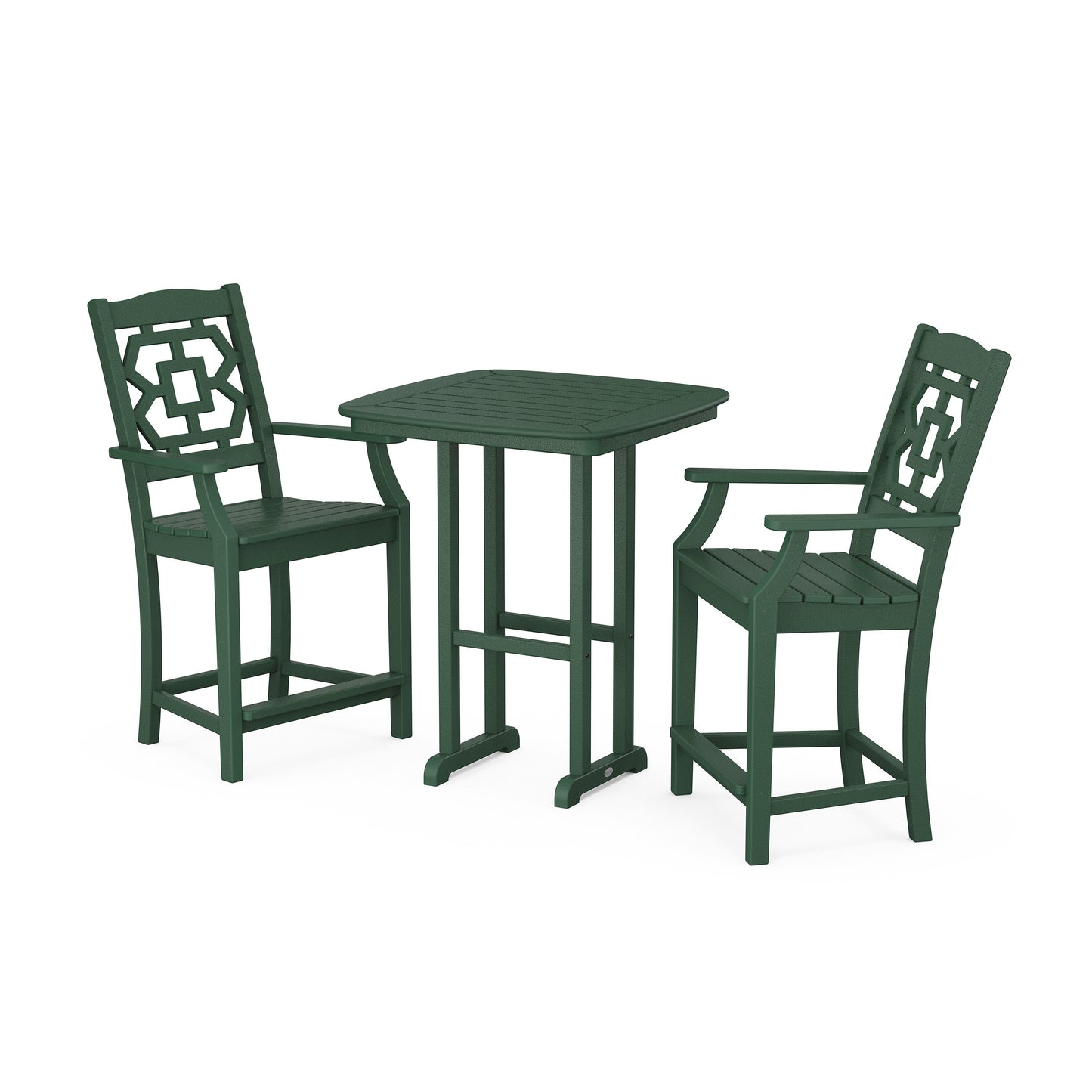 POLYWOOD Chinoiserie 3-Piece Counter Set — Green