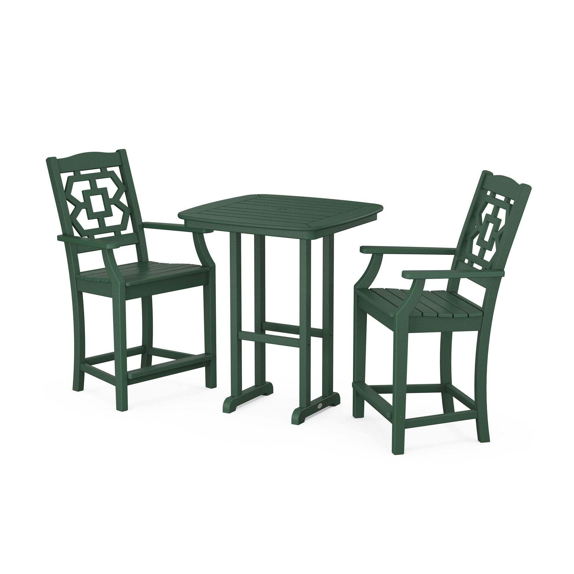 POLYWOOD Chinoiserie 3-Piece Counter Set — Green