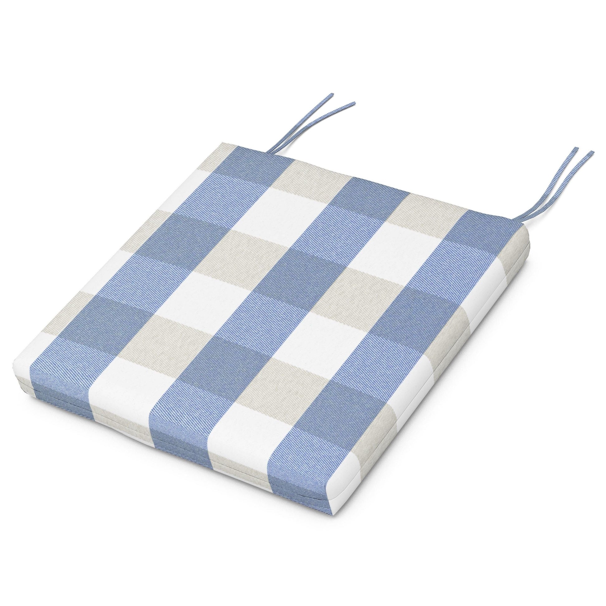 POLYWOOD Acadia Dining Side Seat Pad — Buffalo Plaid Sky Blue
