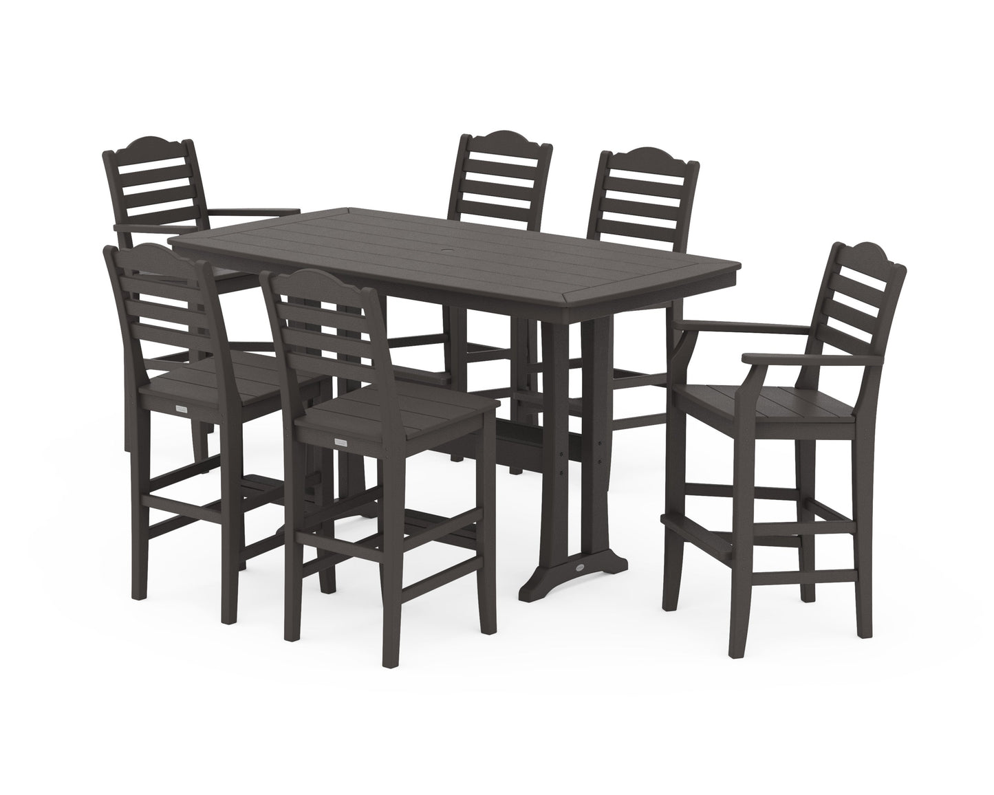 POLYWOOD Savannah 7-Piece Bar Set with Trestle Legs — Vintage Coffee
