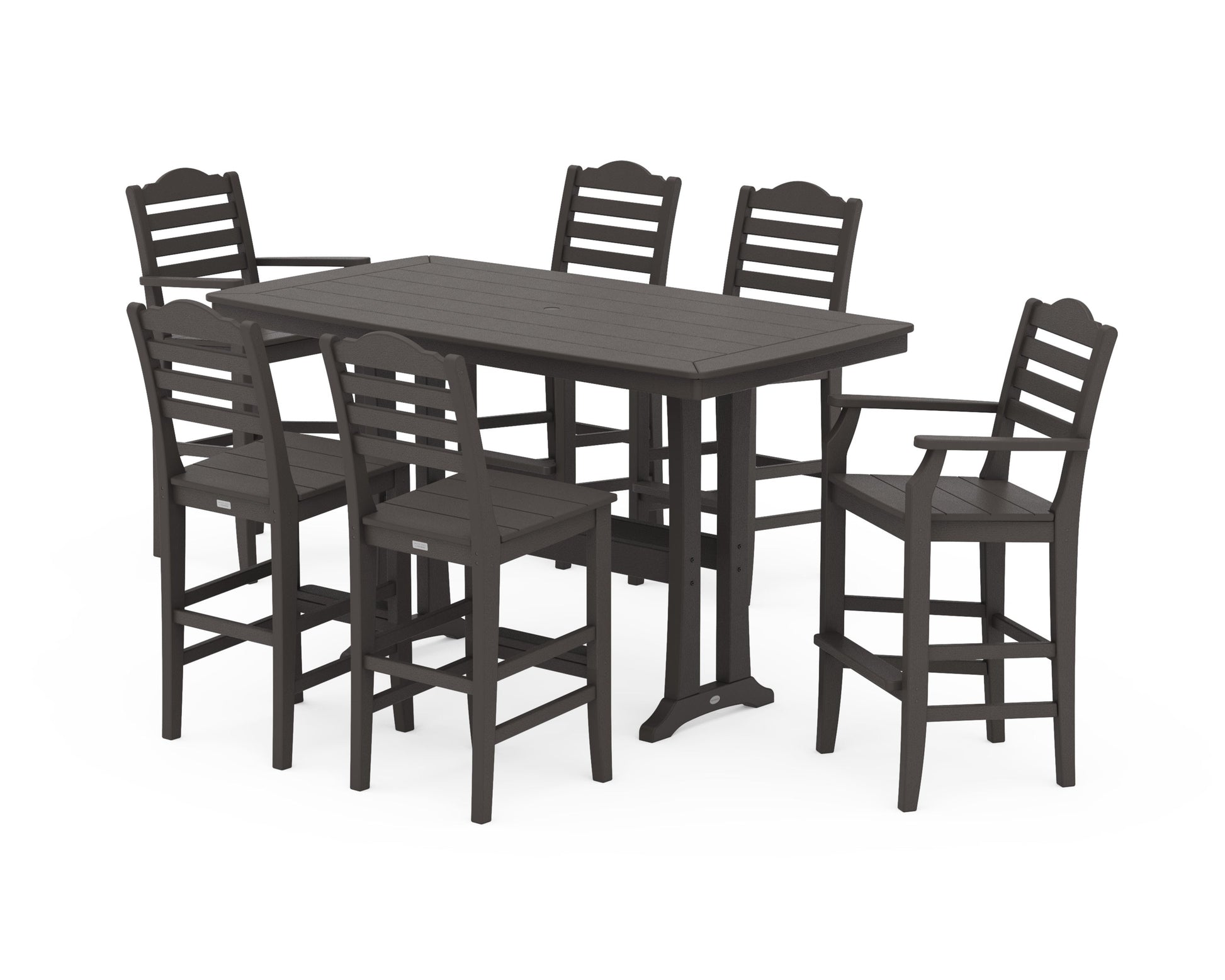 POLYWOOD Savannah 7-Piece Bar Set with Trestle Legs — Vintage Coffee