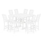 POLYWOOD Chinoiserie 9-Piece Square Farmhouse Side Chair Bar Set with Trestle Legs — White