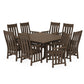 POLYWOOD Acadia 9-Piece Square Farmhouse Dining Set with Trestle Legs — Kona