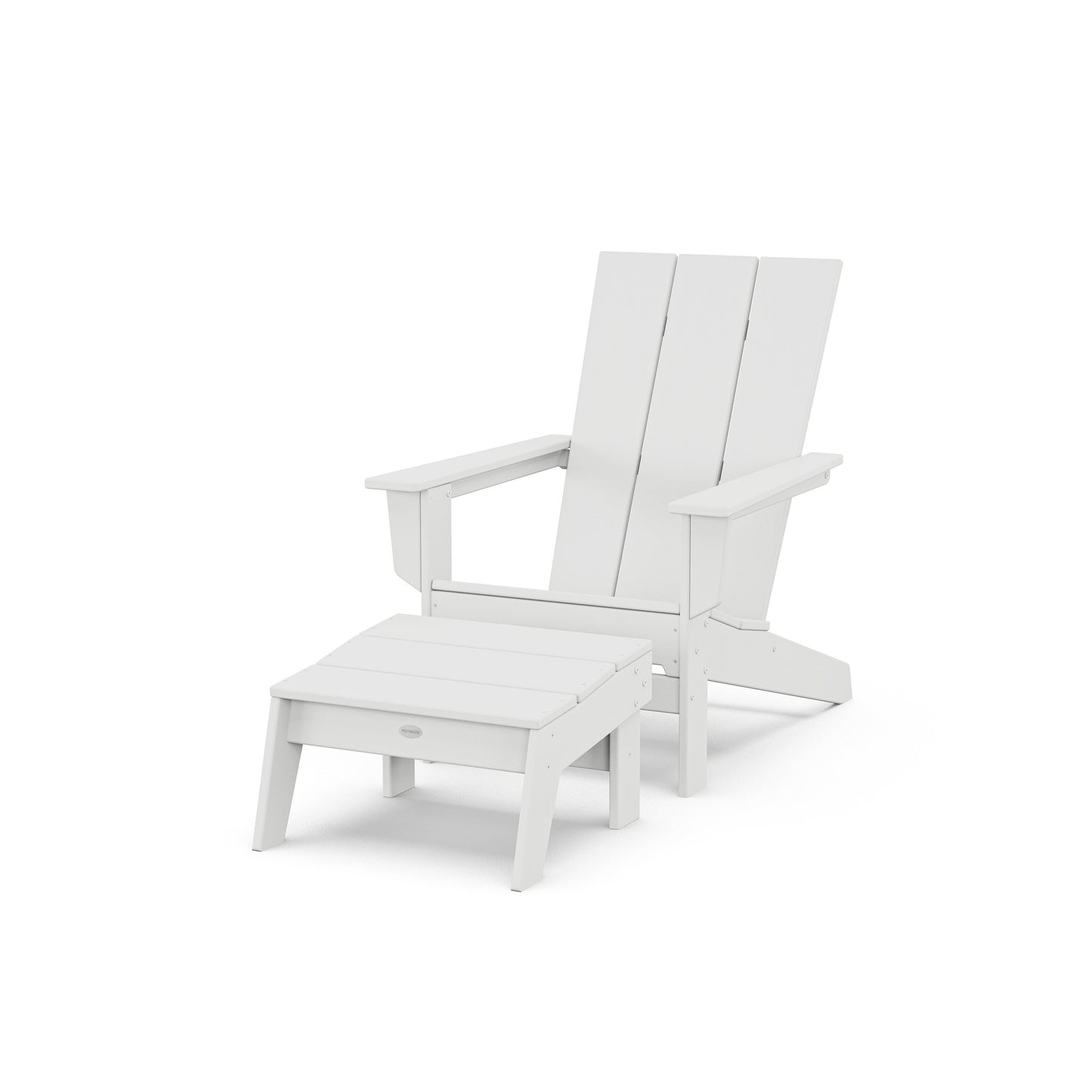 POLYWOOD Modern Studio Adirondack Chair with Ottoman — White