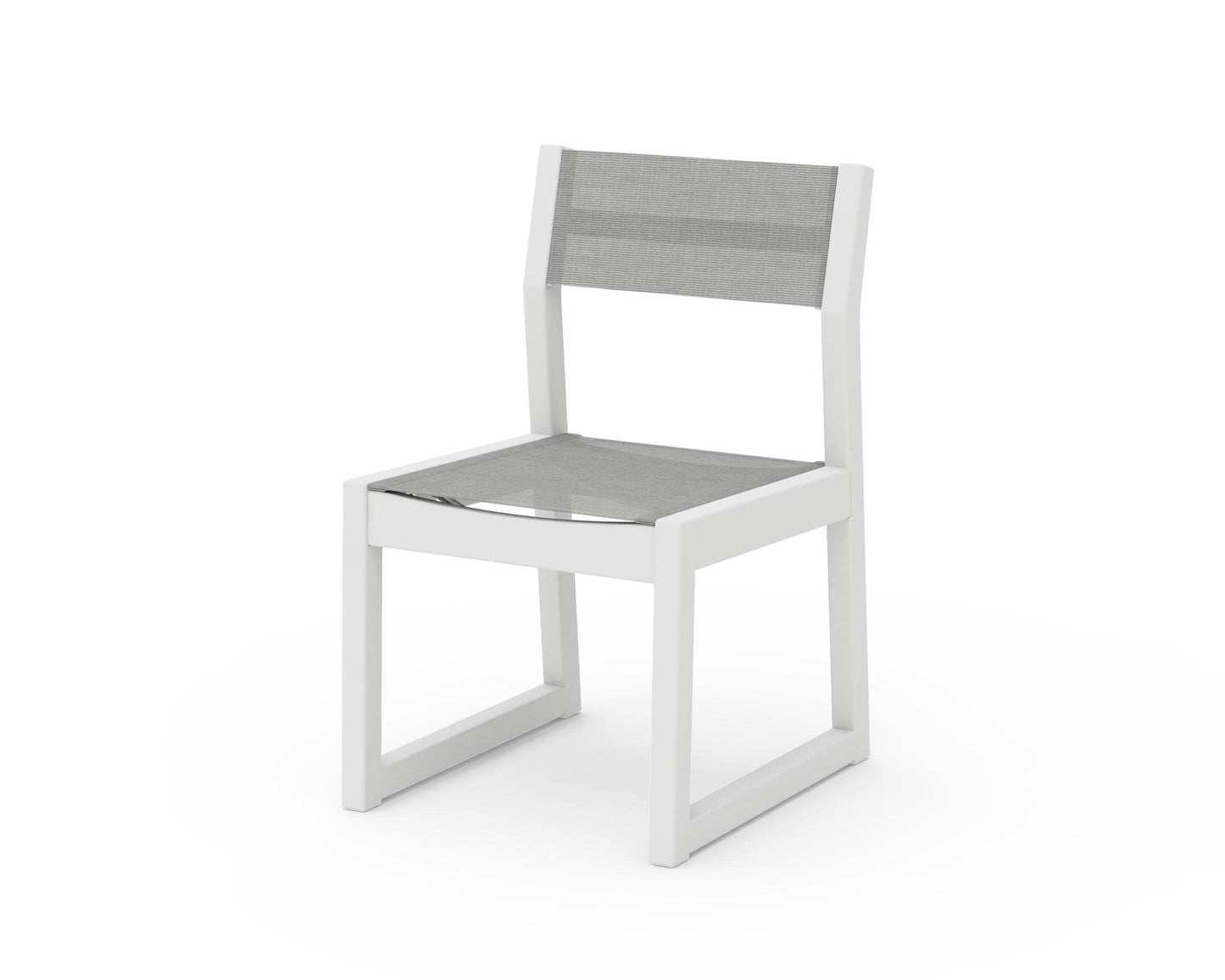 POLYWOOD EDGE Sling Dining Side Chair — White / Metallic Sling