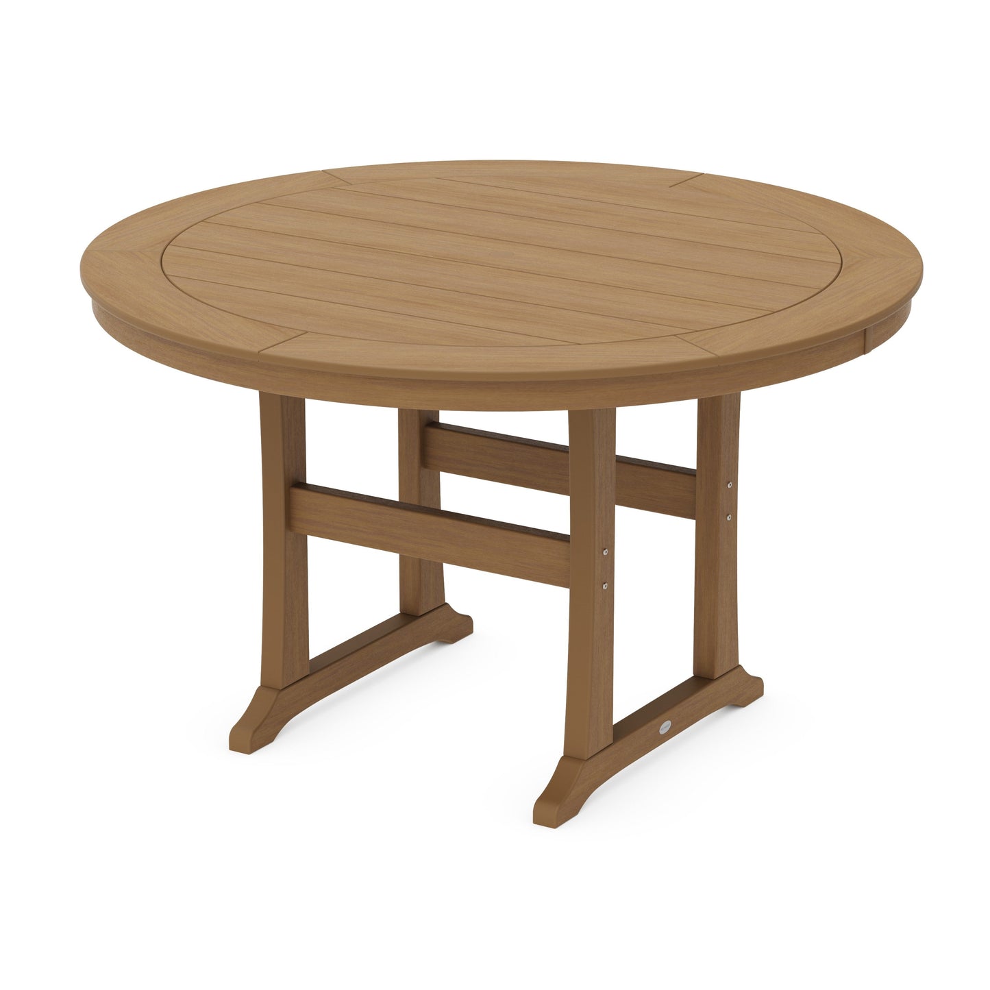POLYWOOD Nautical Trestle 60" Round Counter Table — Natural