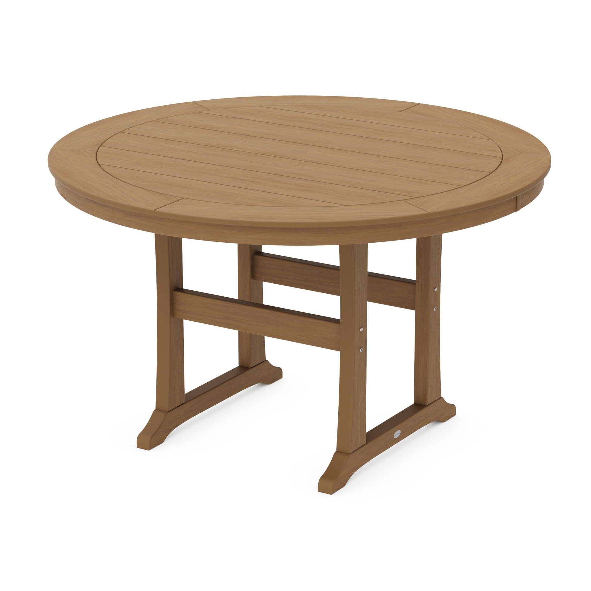 POLYWOOD Nautical Trestle 60" Round Counter Table — Natural