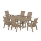 POLYWOOD Modern Curveback Adirondack 7-Piece Farmhouse Dining Set — Vintage Sahara