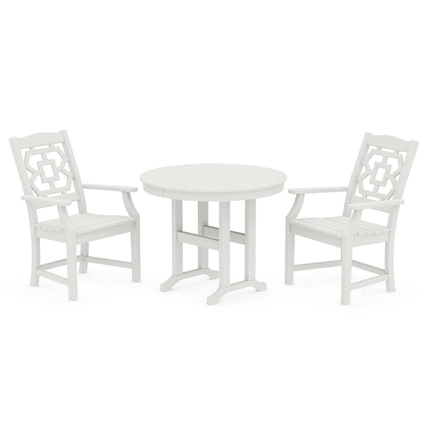 POLYWOOD Chinoiserie 3-Piece Farmhouse Dining Set — Vintage White