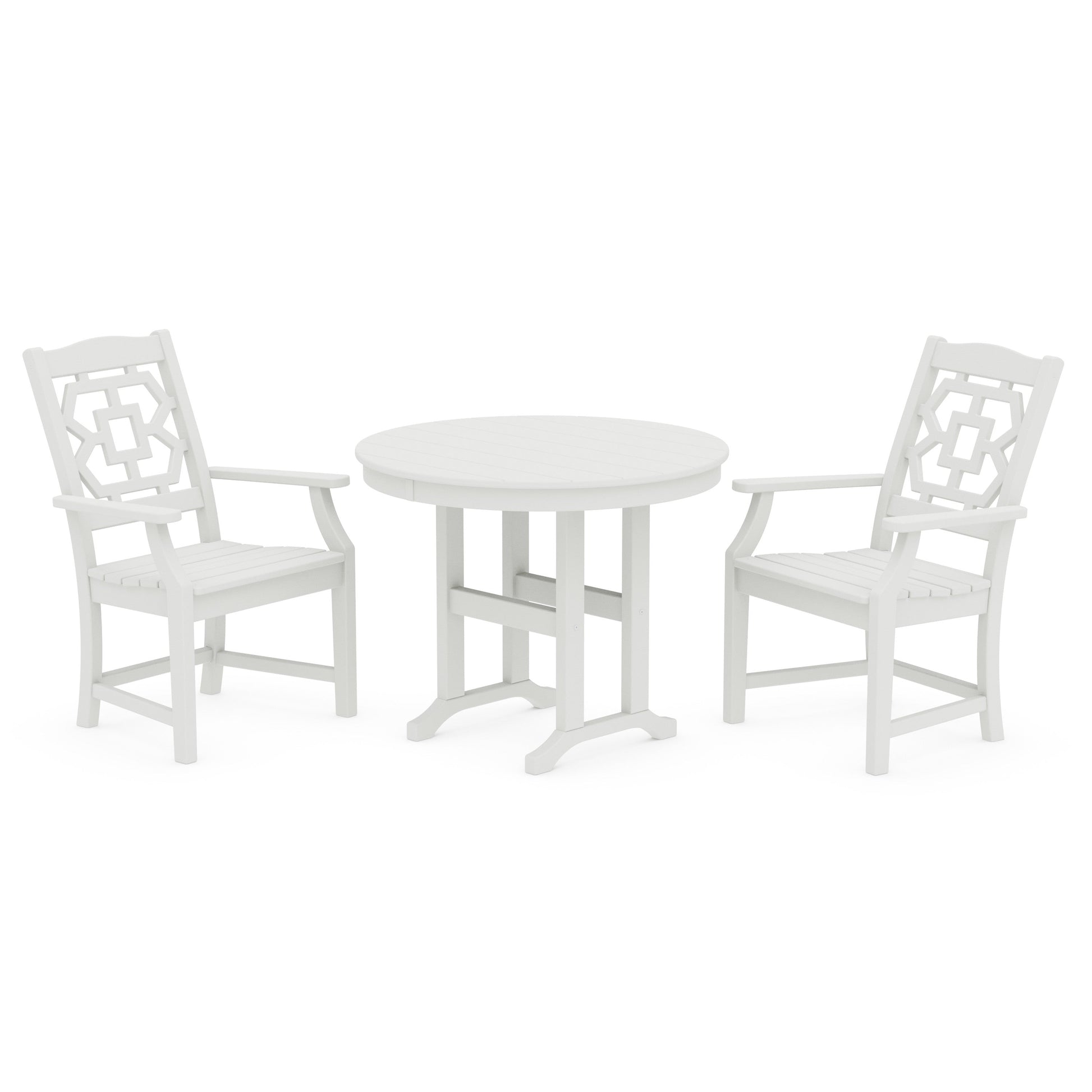 POLYWOOD Chinoiserie 3-Piece Farmhouse Dining Set — Vintage White