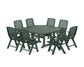 POLYWOOD Nautical Highback 9-Piece Square Farmhouse Dining Set with Trestle Legs — Green