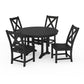 POLYWOOD Braxton Side Chair 5-Piece Round Dining Set With Trestle Legs — Black