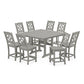 POLYWOOD Chinoiserie 9-Piece Square Side Chair Counter Set with Trestle Legs — Slate Grey