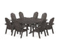 POLYWOOD Vineyard Curveback Adirondack 9-Piece Square Farmhouse Dining Set with Trestle Legs — Vintage Coffee